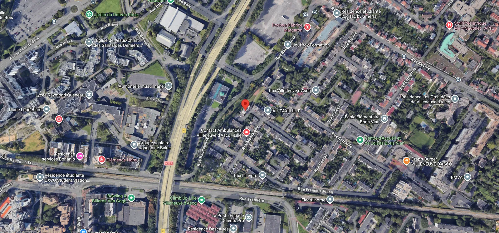 Map showing Predictim Globe office location at 5 rue Moliere, Villeneuve d'Ascq