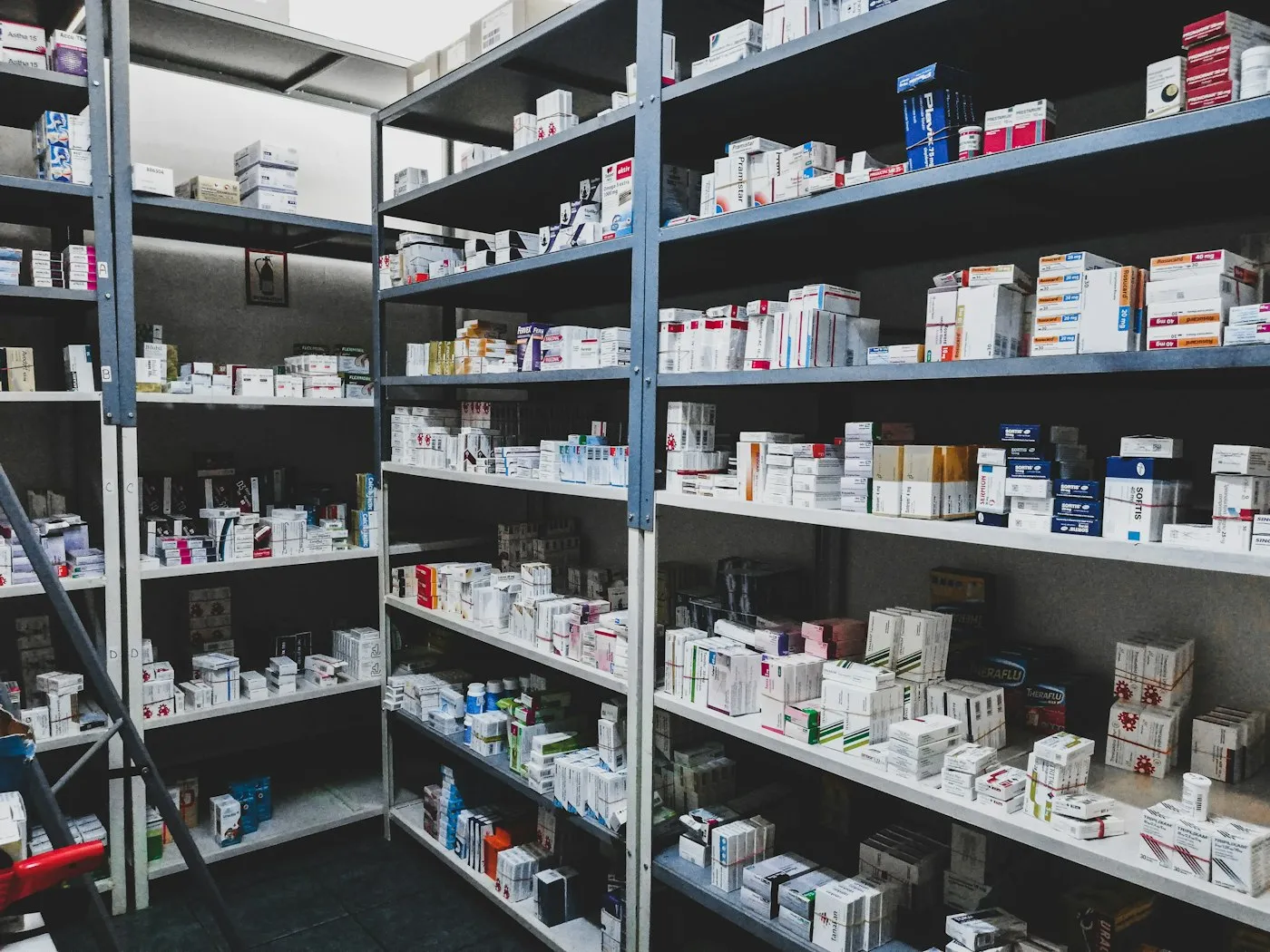 Hospital storage facility with organized supplies